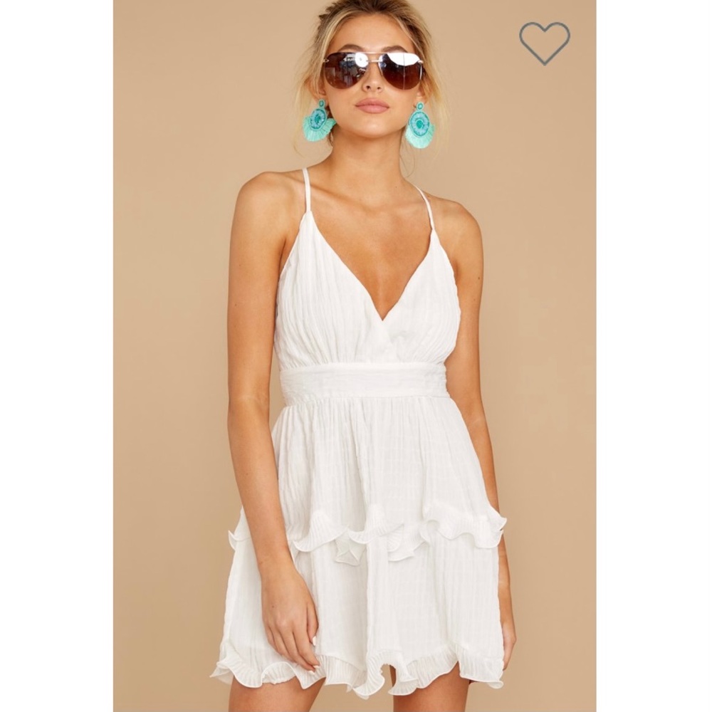 White Ruffle Crepe Dress - Picture 2 of 11